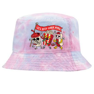 Lets Watch Horror Movies Funny Halloween Costume Hot Dog Tie-Dyed Bucket Hat