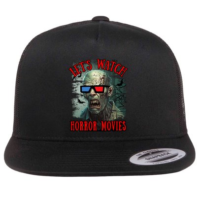 Lets Watch Horror Movies Scary Zombie Halloween Flatbill Hat
