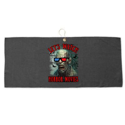 Lets Watch Horror Movies Scary Zombie Halloween Large Microfiber Waffle Golf Towel