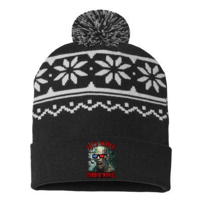 Lets Watch Horror Movies Scary Zombie Halloween USA-Made Snowflake Beanie