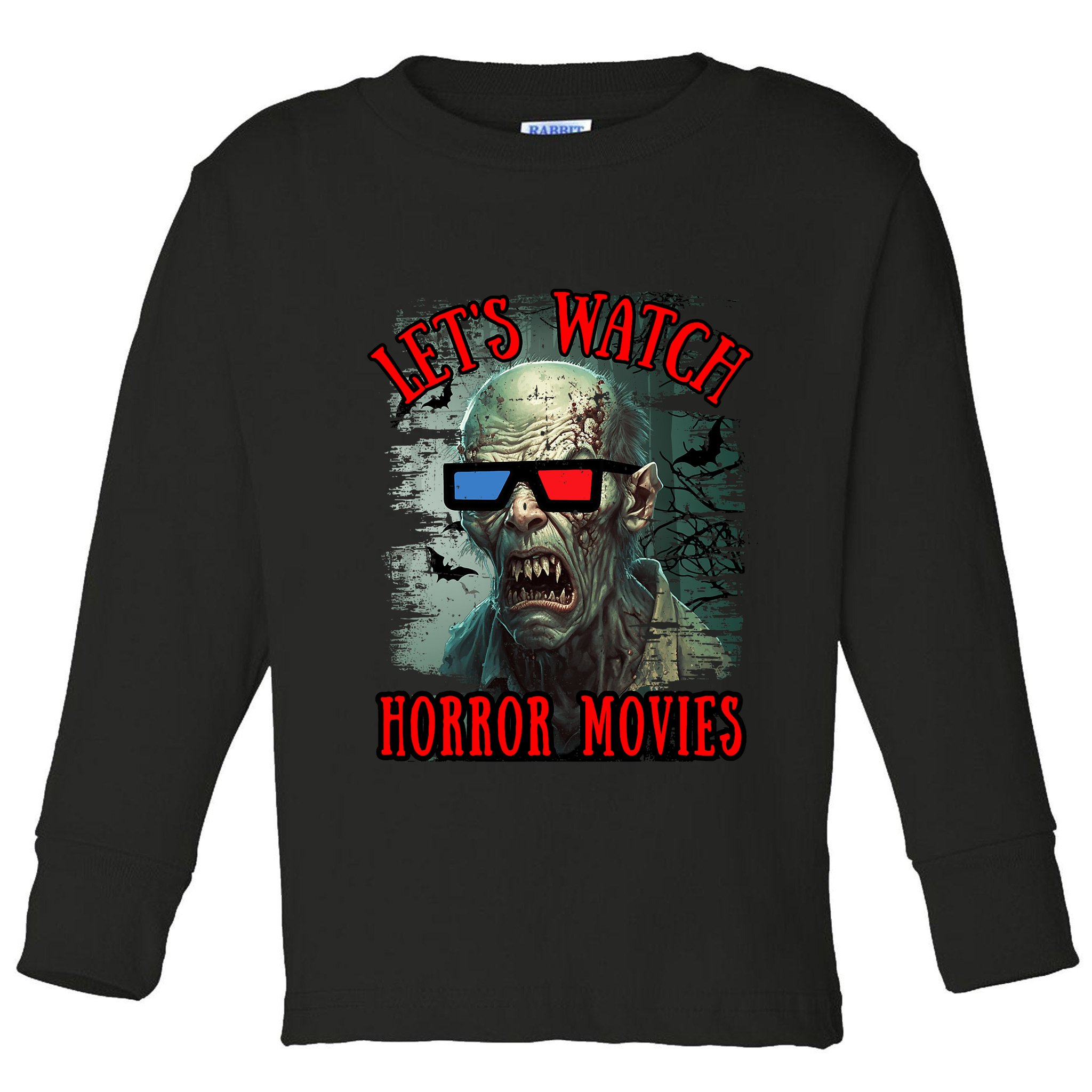 Lets Watch Horror Movies Scary Zombie Halloween Toddler Long Sleeve Shirt