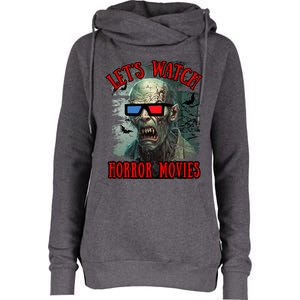 Lets Watch Horror Movies Scary Zombie Halloween Womens Funnel Neck Pullover Hood