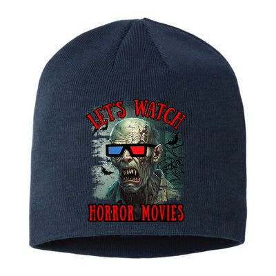 Lets Watch Horror Movies Scary Zombie Halloween Sustainable Beanie