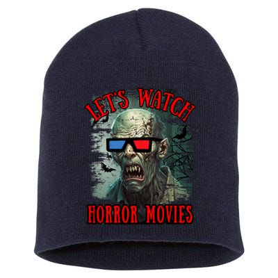 Lets Watch Horror Movies Scary Zombie Halloween Short Acrylic Beanie