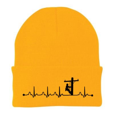 Line Worker Heartbeat Ekg Proud American Line Worker Great Gift Knit Cap Winter Beanie