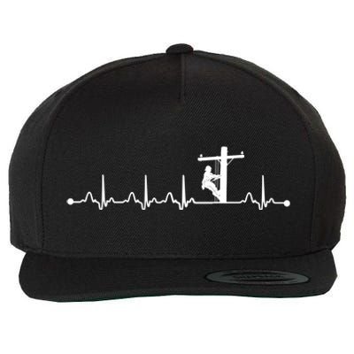 Line Worker Heartbeat Ekg Proud American Line Worker Great Gift Wool Snapback Cap