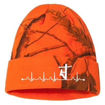 Line Worker Heartbeat Ekg Proud American Line Worker Great Gift Kati Licensed 12" Camo Beanie