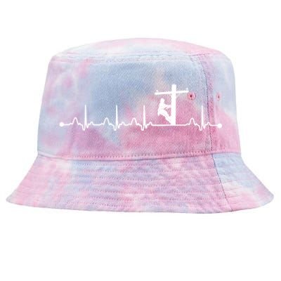 Line Worker Heartbeat Ekg Proud American Line Worker Great Gift Tie-Dyed Bucket Hat