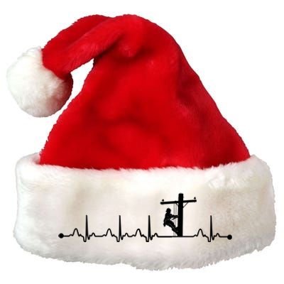 Line Worker Heartbeat Ekg Proud American Line Worker Great Gift Premium Christmas Santa Hat