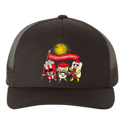 Lets Watch Horror Movies Halloween Funny Ghost Skeleton Yupoong Adult 5-Panel Trucker Hat