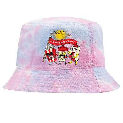 Lets Watch Horror Movies Halloween Funny Ghost Skeleton Tie-Dyed Bucket Hat