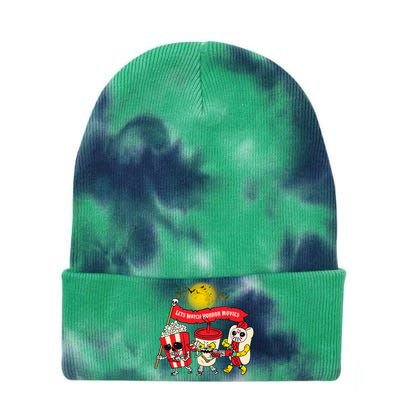 Lets Watch Horror Movies Halloween Funny Ghost Skeleton Tie Dye 12in Knit Beanie