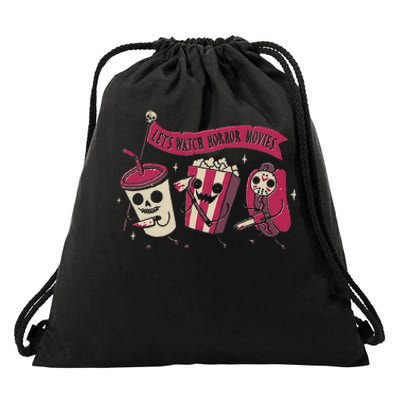 Let's Watch Horror Movies Funny Halloween Costume Drawstring Bag