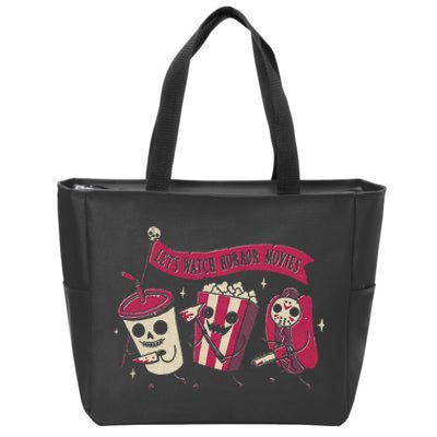 Let's Watch Horror Movies Funny Halloween Costume Zip Tote Bag