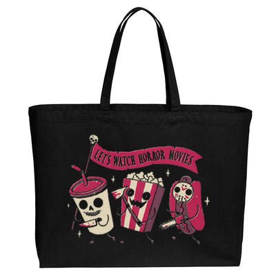 Let's Watch Horror Movies Funny Halloween Costume Cotton Canvas Jumbo Tote