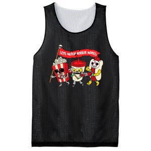 Lets Watch Horror Movies Funny Halloween Costume Spooky Mesh Reversible Basketball Jersey Tank