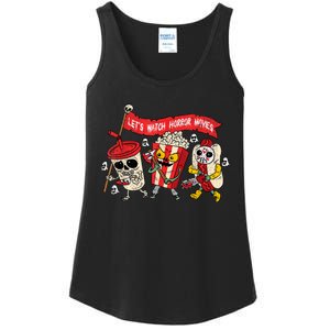 Lets Watch Horror Movies Halloween Funny Ghost Skeleton Ladies Essential Tank