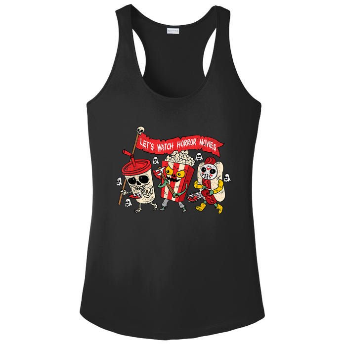 Lets Watch Horror Movies Halloween Funny Ghost Skeleton Ladies PosiCharge Competitor Racerback Tank