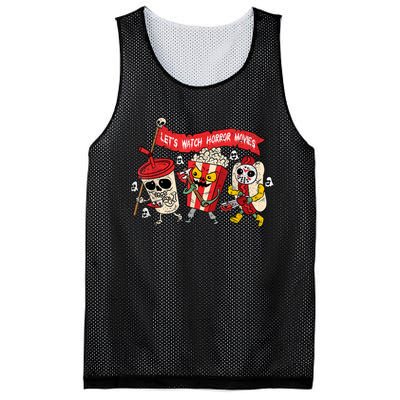 Lets Watch Horror Movies Halloween Funny Ghost Skeleton Mesh Reversible Basketball Jersey Tank