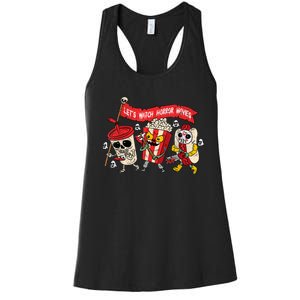 Lets Watch Horror Movies Halloween Funny Ghost Skeleton Women's Racerback Tank