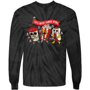 Lets Watch Horror Movies Halloween Funny Ghost Skeleton Tie-Dye Long Sleeve Shirt