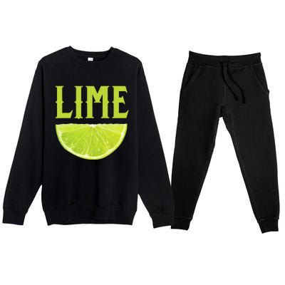 Lime Wedge Halloween Group Matching Costume DIY Last Minute Premium Crewneck Sweatsuit Set