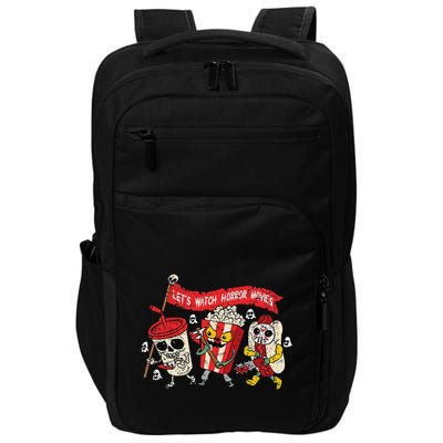 Lets Watch Horror Movies Halloween Funny Ghost Skeleton Impact Tech Backpack
