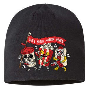 Lets Watch Horror Movies Halloween Funny Ghost Skeleton Sustainable Beanie