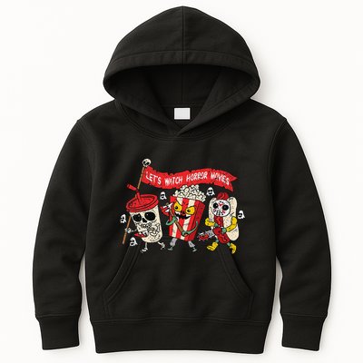 Lets Watch Horror Movies Halloween Funny Ghost Skeleton Kids Hoodie