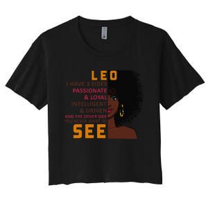 Leo Woman I Have 3 Sides Funny Gift Women's Crop Top Tee