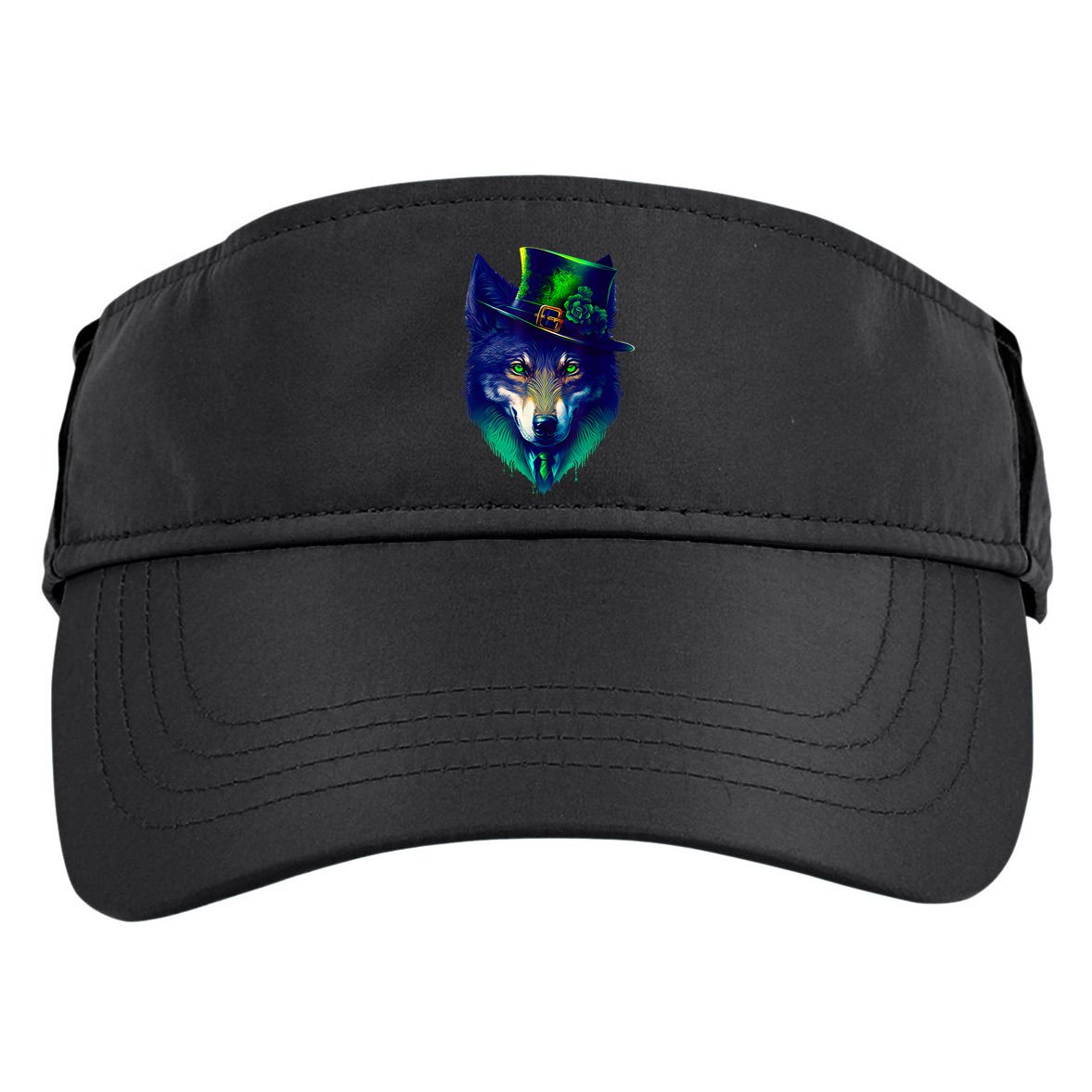 Leprechaun Wolf Irish Wolf Lover St Patrick's Day Adult Drive Performance Visor