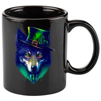 Leprechaun Wolf Irish Wolf Lover St Patrick's Day 11oz C Handle Ceramic Mug