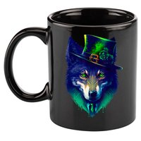 Leprechaun Wolf Irish Wolf Lover St Patrick's Day 11oz C Handle Ceramic Mug