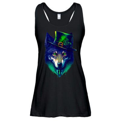 Leprechaun Wolf Irish Wolf Lover St Patrick's Day Ladies Essential Flowy Tank