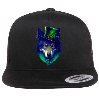 Leprechaun Wolf Irish Wolf Lover St Patrick's Day Flatbill Hat