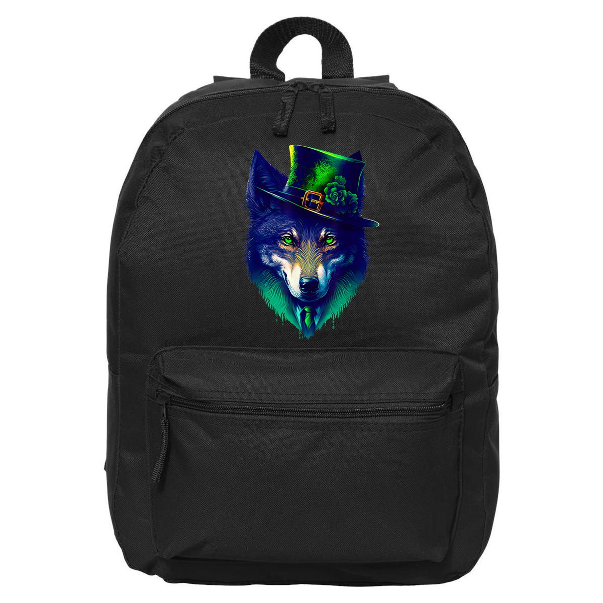 Leprechaun Wolf Irish Wolf Lover St Patrick's Day 16 in Basic Backpack
