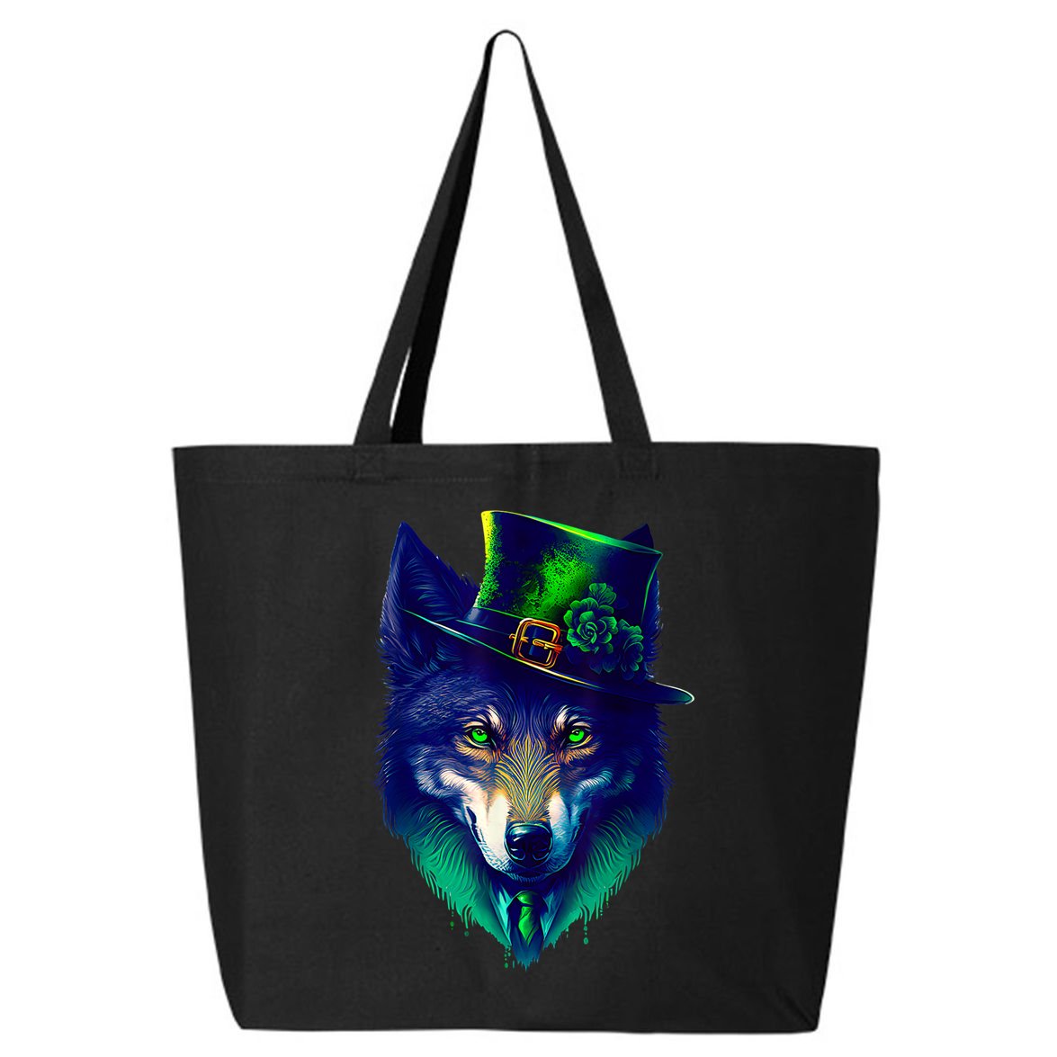 Leprechaun Wolf Irish Wolf Lover St Patrick's Day 25L Jumbo Tote