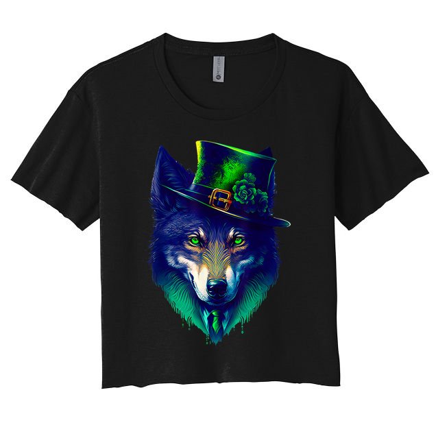 Leprechaun Wolf Irish Wolf Lover St Patrick's Day Crop Top