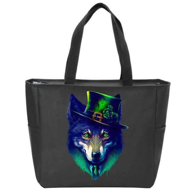 Leprechaun Wolf Irish Wolf Lover St Patrick's Day Zip Tote Bag