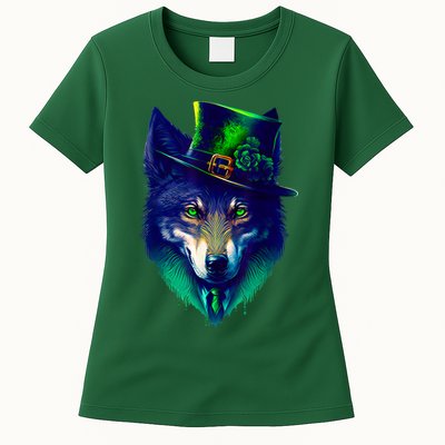 Leprechaun Wolf Irish Wolf Lover St Patrick's Day Womens T-Shirt