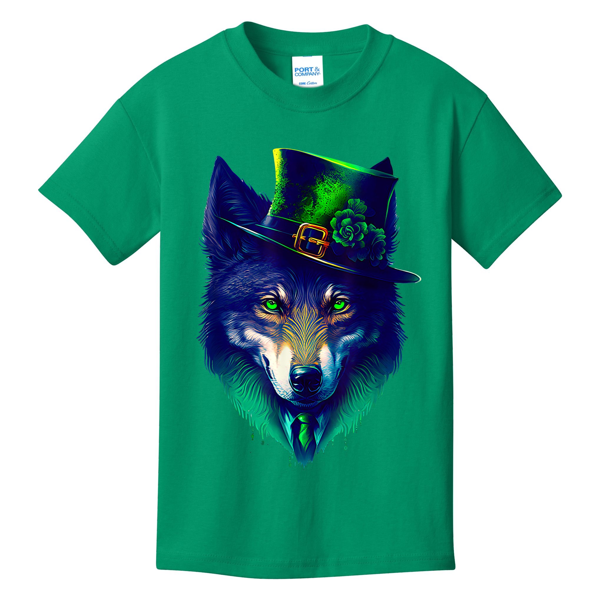 Leprechaun Wolf Irish Wolf Lover St Patrick's Day Kids T-Shirt