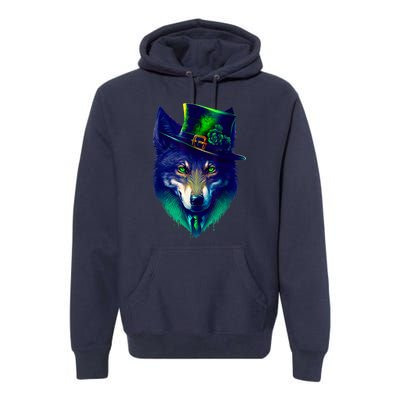 Leprechaun Wolf Irish Wolf Lover St Patrick's Day Premium Hoodie