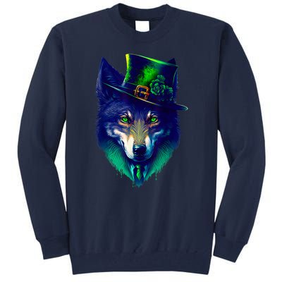 Leprechaun Wolf Irish Wolf Lover St Patrick's Day Tall Sweatshirt