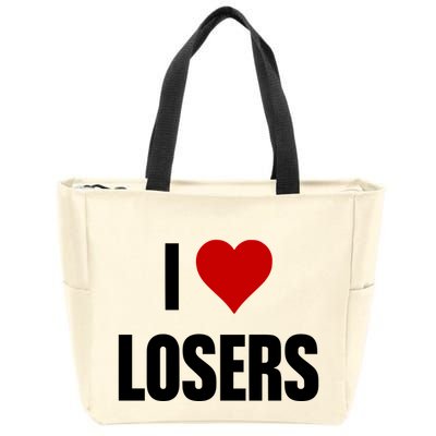 Linabob Wearing I Love Losers Zip Tote Bag