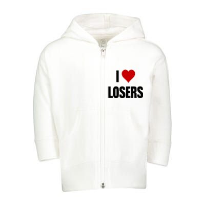 Linabob Wearing I Love Losers Toddler Zip Fleece Hoodie