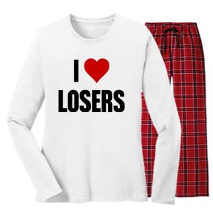 Linabob Wearing I Love Losers Women's Long Sleeve Flannel Pajama Set 