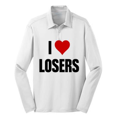 Linabob Wearing I Love Losers Silk Touch Performance Long Sleeve Polo