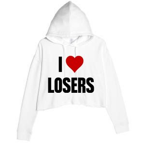 Linabob Wearing I Love Losers Crop Fleece Hoodie