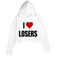 Linabob Wearing I Love Losers Crop Fleece Hoodie