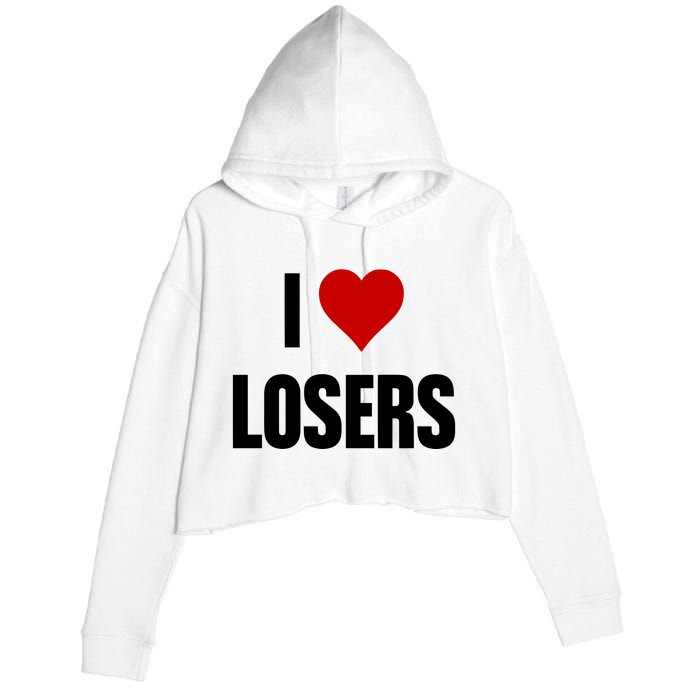 Linabob Wearing I Love Losers Crop Fleece Hoodie